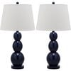 Set of 2 Jayne Three-Sphere Glass Lamps, Navy - Lighting - 1 - thumbnail