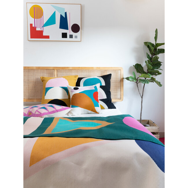 Abstract Moon Pillow, Black/Multi - Decorative Pillows - 4