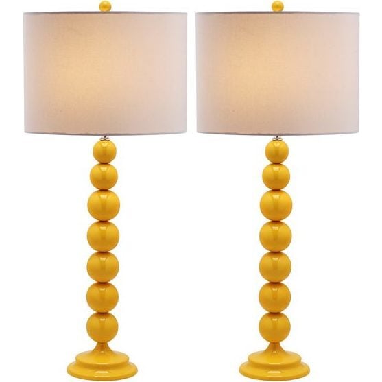 Set of 2 Jenna Stacked Ball Lamps, Yellow - Lighting - 2