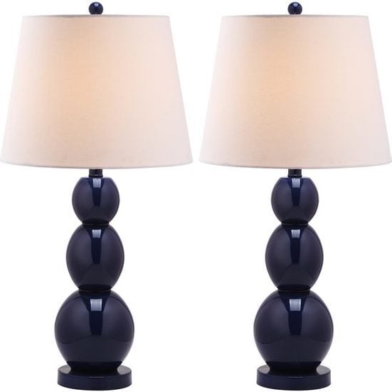 Set of 2 Jayne Three-Sphere Glass Lamps, Navy - Lighting - 2