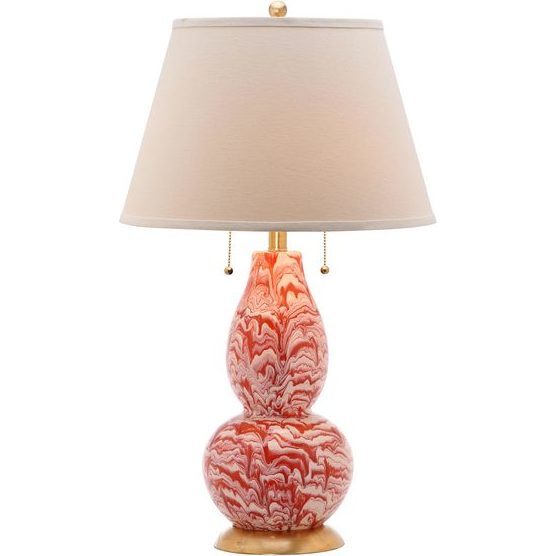 Set of 2 Color Swirls Glass Lamps, Orange - Lighting - 3