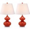 Set of 2 Eva Double Gourd Glass Lamps, Orange - Lighting - 2