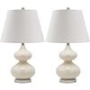 Set of 2 Eva Double Gourd Glass Lamps, Cream - Lighting - 1 - thumbnail