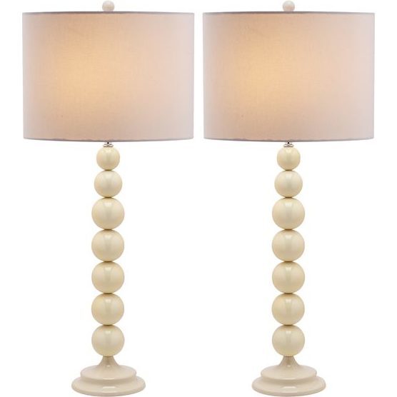 Set of 2 Jenna Stacked Ball Lamps, White - Lighting - 2