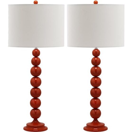 Set of 2 Jenna Stacked Ball Lamps, Orange