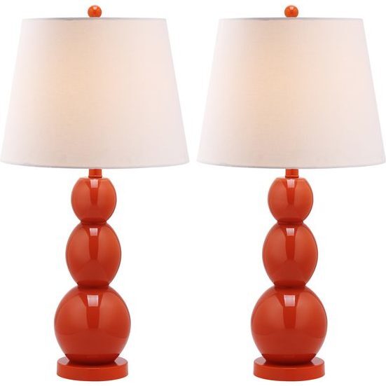 Set of 2 Jayne Three-Sphere Glass Lamp, Orange - Lighting - 3