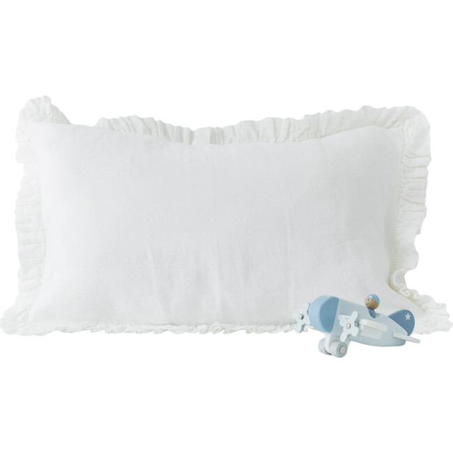 Kids Frilled Linen Pillowcase, White - Pillows - 1