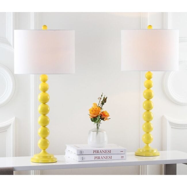 Set of 2 Jenna Stacked Ball Lamps, Yellow - Lighting - 4