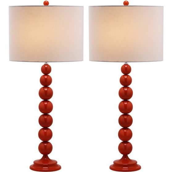 Set of 2 Jenna Stacked Ball Lamps, Orange - Lighting - 2