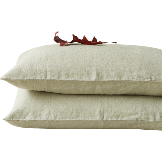 Kids Linen Pillowcase, Sage - Pillows - 1