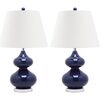 Set of 2 Eva Double Gourd Glass Lamps, Navy - Lighting - 1 - thumbnail