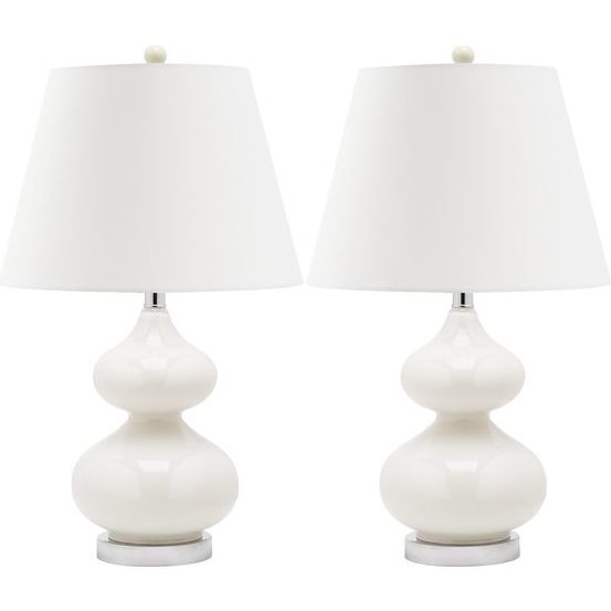 Set of 2 Eva Double Gourd Glass Lamps, White - Lighting - 1