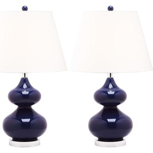 Set of 2 Eva Double Gourd Glass Lamps, Navy - Lighting - 2