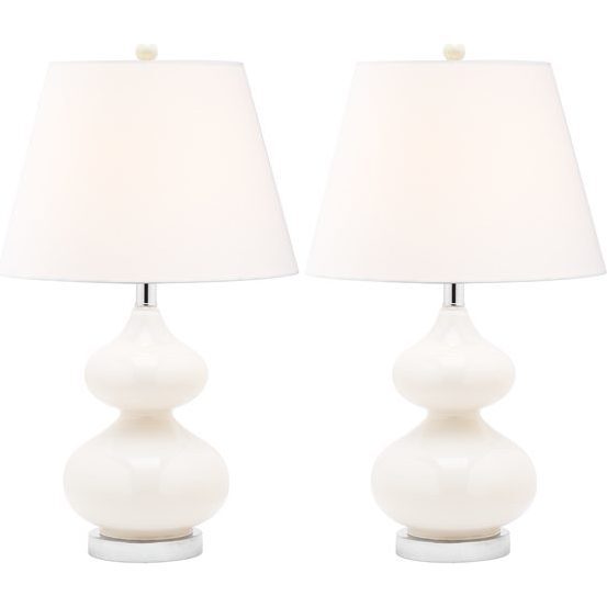 Set of 2 Eva Double Gourd Glass Lamps, White