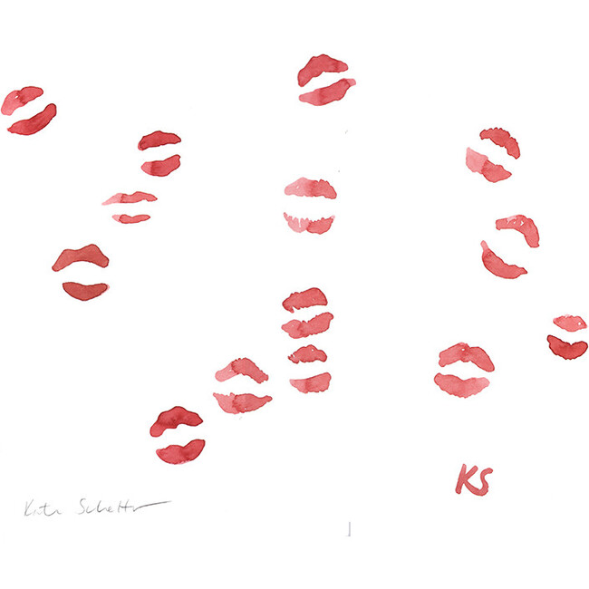 Red Lipstick Kisses, 13.75" x 12.5"