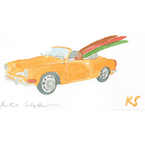 VW Karmann Ghia Orange Convertible Surfboard - Art - 1