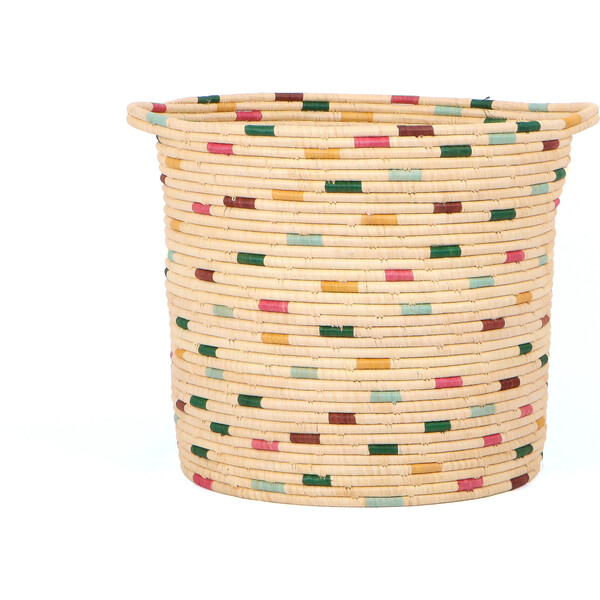Raffia Floor Storage Basket, Vivid Dashed - KAZI Goods Storage | Maisonette