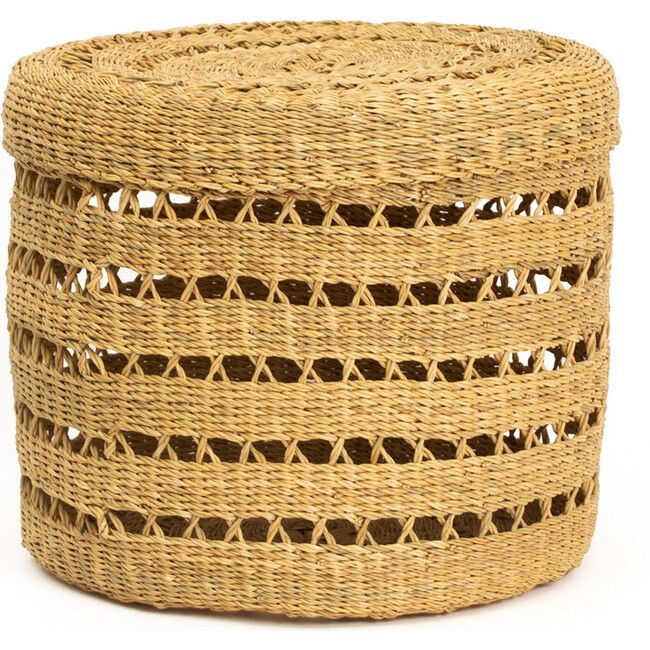 Large Lidded Lace Grass Box, Natural