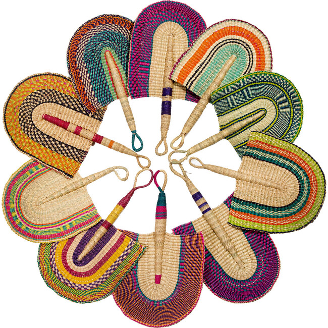 One-of-a-Kind Handmade Ghanian Fan, Colorful - Wall Décor - 1