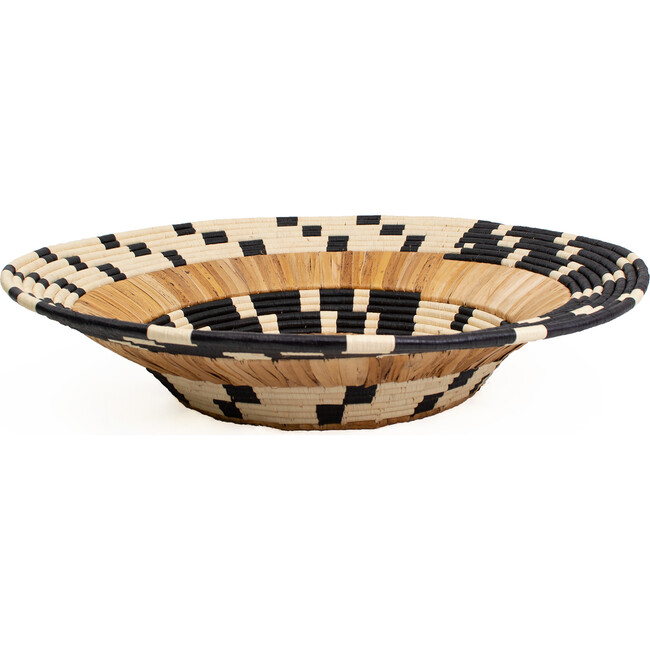 31" Oversized Checkered Banana Bark Round Basket, Black/Natural - Storage - 3