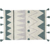 Mini Azteca Washable Rug, Vintage Blue/Pearl Grey - Rugs - 1 - thumbnail