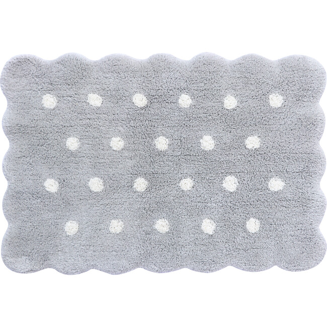 Mini Biscuit Washable Rug, Pearl Grey