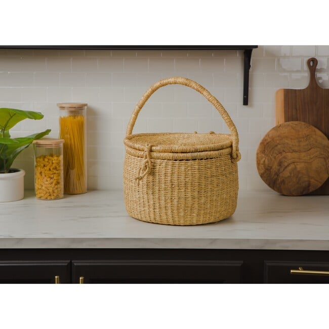 Handwoven Picnic Basket, Natural - Storage - 2