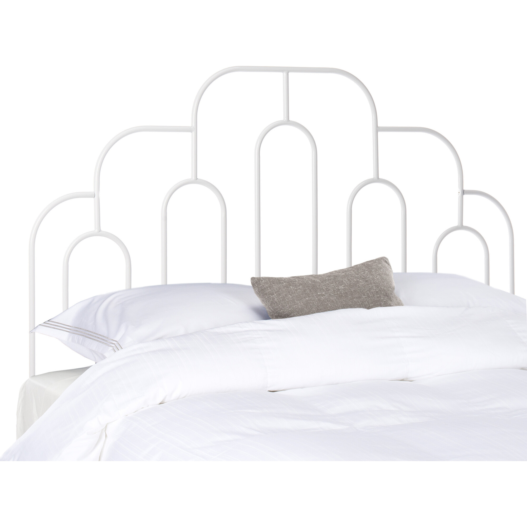 Paloma Metal Retro Headboard, White - Beds - 1
