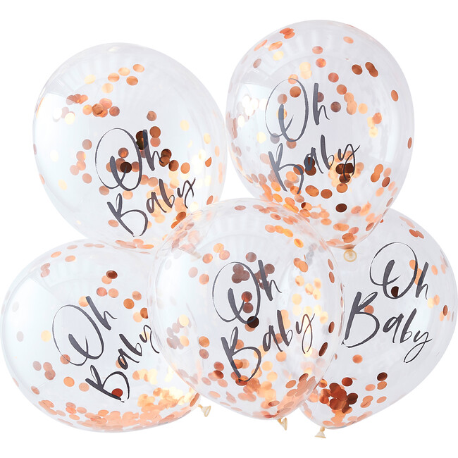 Oh Baby Confetti Balloons, Rose Gold