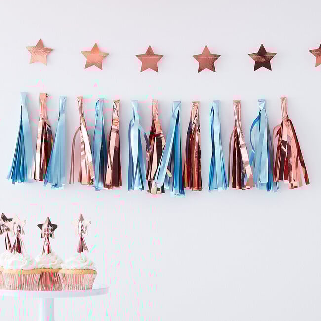 Tassel Garland, Blue & Rose Gold