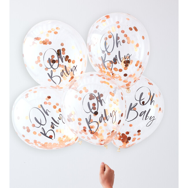 Oh Baby Confetti Balloons, Rose Gold