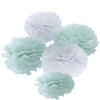 Hello World Tissue Paper Pom Poms, Mint & White - Decorations - 1 - thumbnail