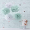 Hello World Tissue Paper Pom Poms, Mint & White - Decorations - 2 - thumbnail