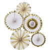 Pack of 5 Fan Decorations, Gold & White - Party - 1 - thumbnail