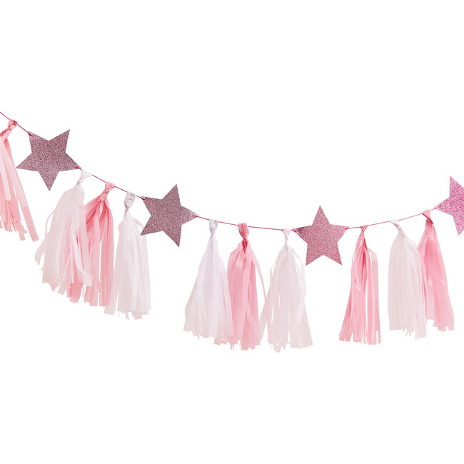 Pink Glitter Stars Tassel Garland