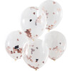 Pack of 5 Confetti Balloons, Rose Gold - Party - 1 - thumbnail