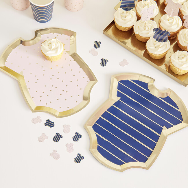 Gold Foiled Grow Shaped Mixed Plates, Pink & Navy