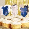Gold Foiled Baby Grow Cupcake Toppers, Pink And Navy - Party - 2