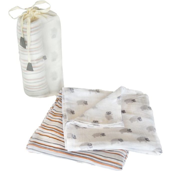 Gray Hippo Swaddle Set - Swaddles - 1