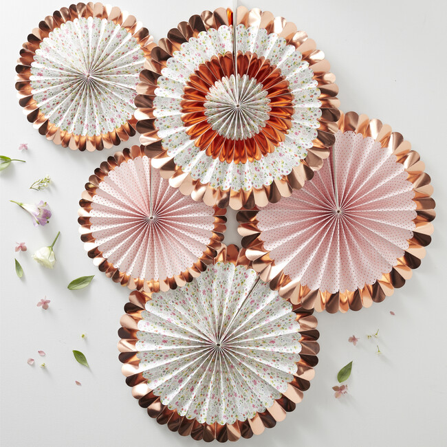 Pack of 5 Floral Fan Decorations - Party - 2