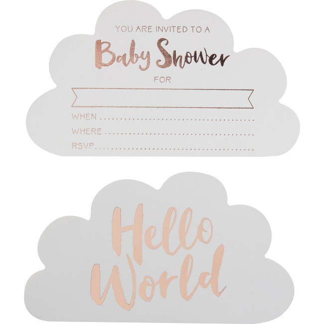 Hello World Baby Shower Invitations, Rose Gold