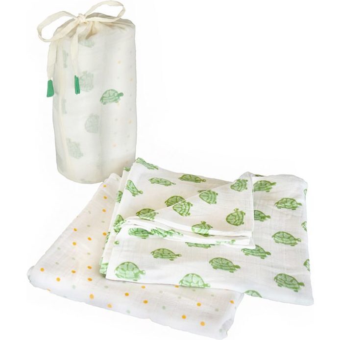 Green Turtle Swaddle Set - Swaddles - 1