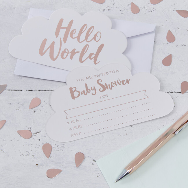 Hello World Baby Shower Invitations, Rose Gold - Invitations - 2