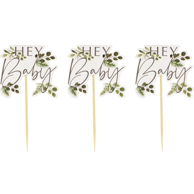 Hey Baby Botanical Cupcake Toppers - Decorations - 1