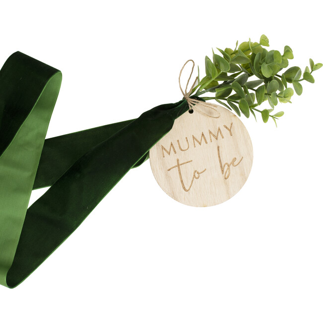 Mummy To Be Belly Sash, Foliage and Wooden Tag