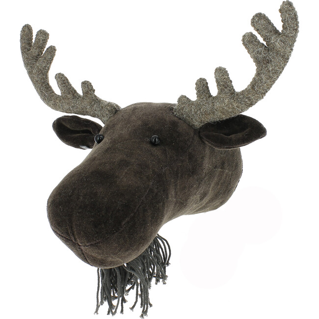 Mini Velvet Moose Head, Brown