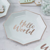 Hello World Paper Plates, Mint & Rose Gold - Tableware - 2