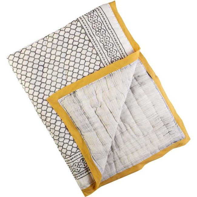 Block-Printed Cotton Crib Quilt, Erawan
