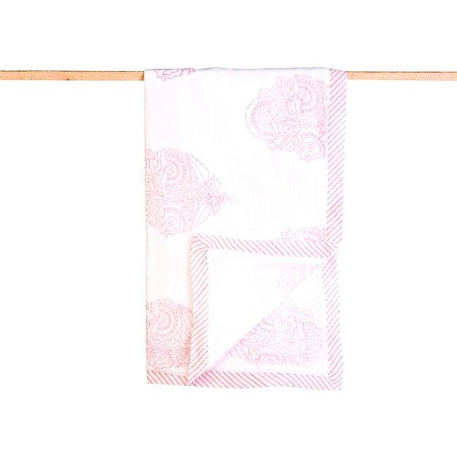 Block-Printed Cotton Dohar, Pink City
