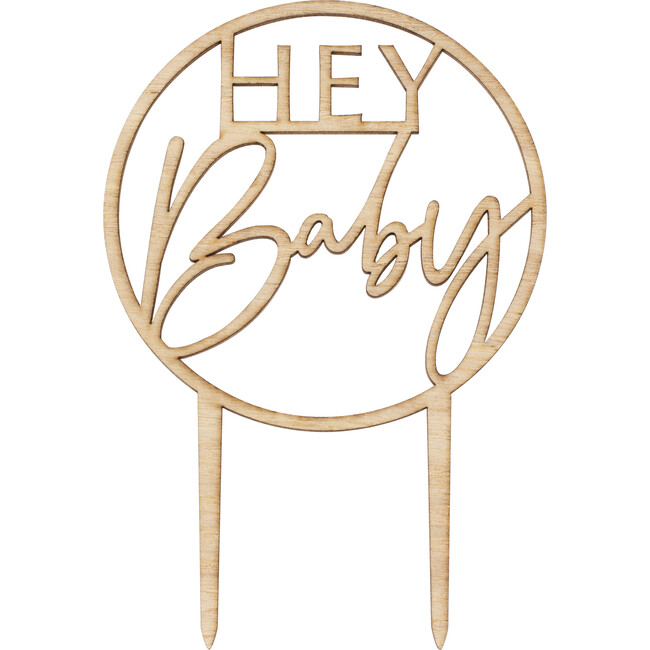 Wooden Hey Baby Cake Topper